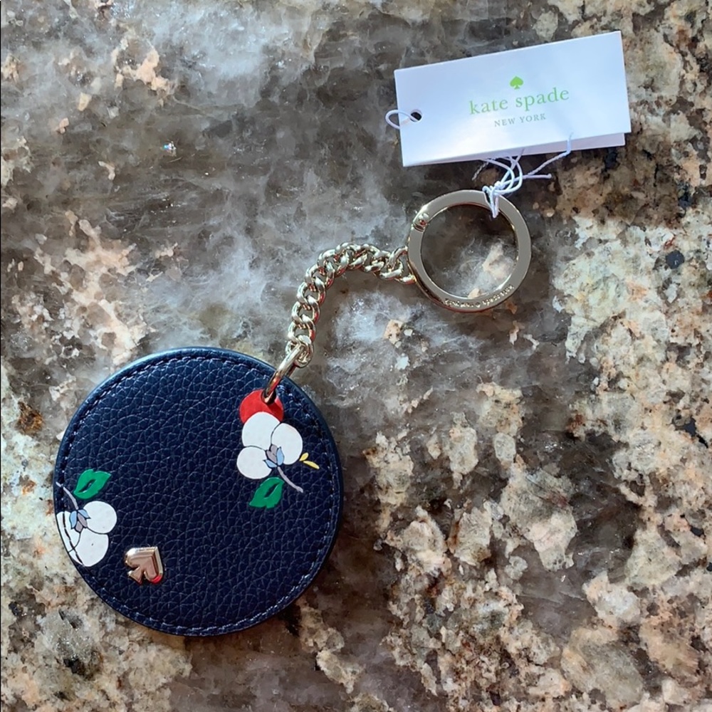 Kate Spade navy keychain with flowers